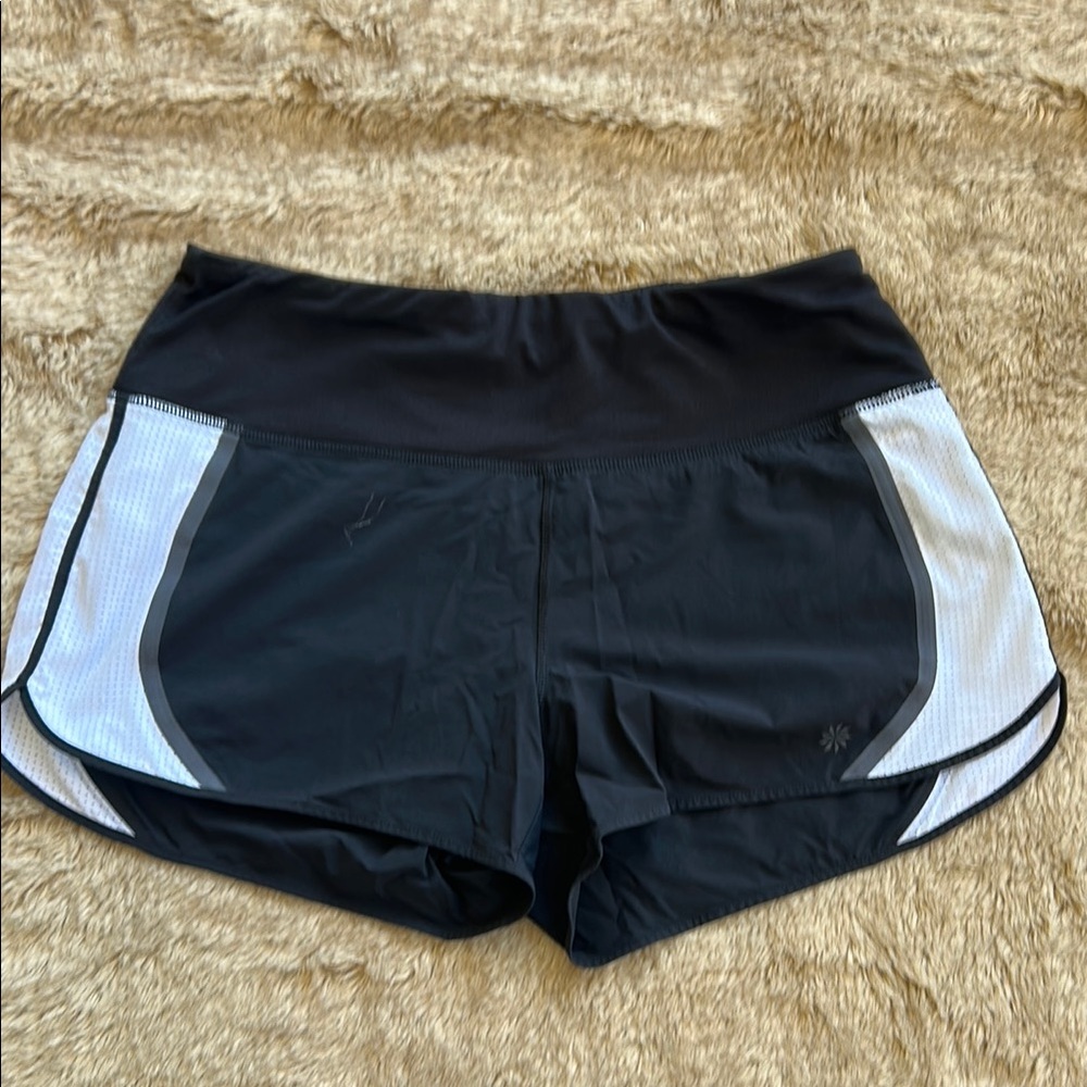 Athleta Black and White Athletic Shorts Lightweight Stretchy